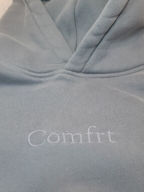 Kids Comfrt Embroidered Pullover Hoodie - Dusty Blue/Gray. Small